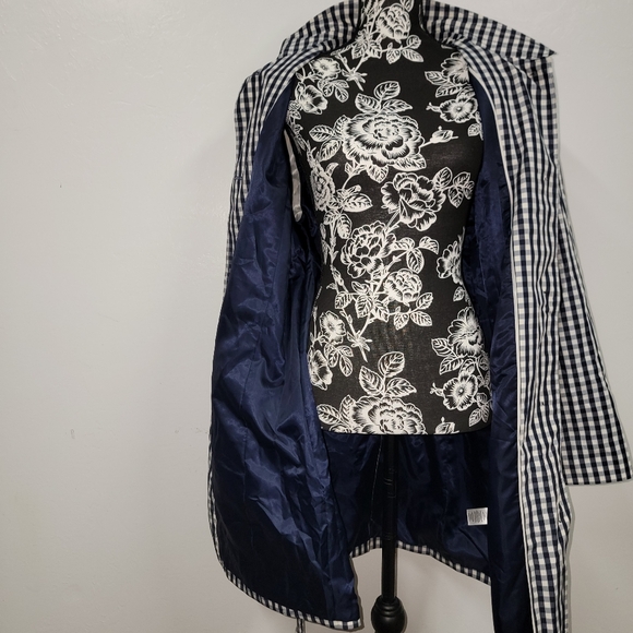 #57 NWT!! Talbots Navy check trench raincoat size XL in women's - Picture 2 of 9